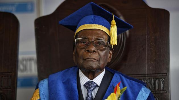 Zimbabwean President Robert Mugabe attends a graduation ceremony on the outskirts of Harare. (AP File Photo) Zimbabwean President Robert Mugabe attends a graduation ceremony on the outskirts of Harare. (AP File Photo)