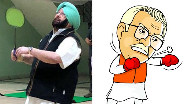 Punjab chief minister Captain Amarinder Singh has started playing badminton and (Illustration by Daljeet Kaur Sandhu/HT) Punjab chief minister Captain Amarinder Singh has started playing badminton and (Illustration by Daljeet Kaur Sandhu/HT)