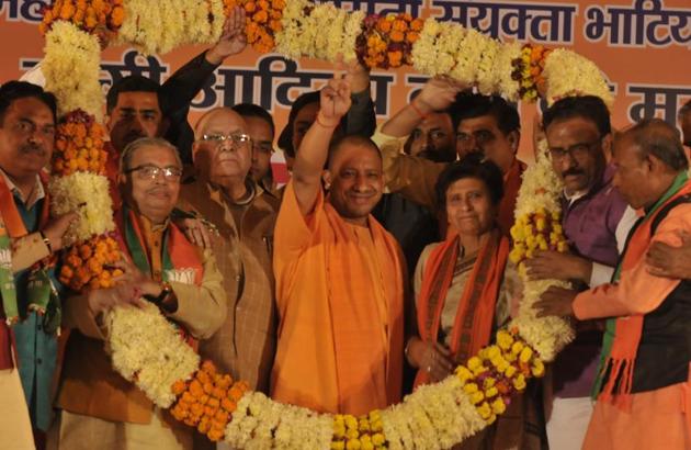 Poll tune-Chief minister Yogi Adityanath says rule of law has returned to state. (Deepak Gupta/HT Phot) Poll tune-Chief minister Yogi Adityanath says rule of law has returned to state. (Deepak Gupta/HT Phot)