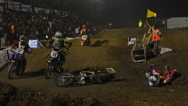 The three-day supercross extravaganza witnessed quality racing and thrilling performances by top notch international and national riders. Stallion Riders reigned supreme in the fourth edition of the Pune Invitational Supercross League 2017. (Pratham Gokhale/HT Photo) The three-day supercross extravaganza witnessed quality racing and thrilling performances by top notch international and national riders. Stallion Riders reigned supreme in the fourth edition of the Pune Invitational Supercross League 2017. (Pratham Gokhale/HT Photo)