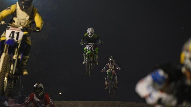 This was the fourth edition of the Pune Supercross League and it received tremendous response. (Pratham Gokhale/HT Photo) This was the fourth edition of the Pune Supercross League and it received tremendous response. (Pratham Gokhale/HT Photo)