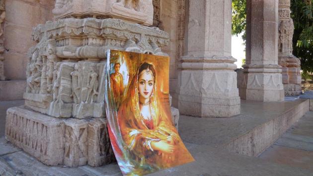 An artists impression of Queen Padmavati being sold to tourists at Chittorgarh Fort.(HT Photo)