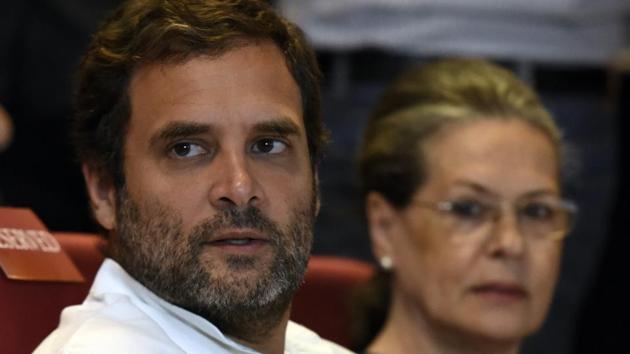 Congress president Sonia Gandhi and vice president Rahul Gandhi during release of the third volume of former President Pranab Mukherjee’s autobiography ‘The Coalition Years — 1996-2012’ at Teen Murti Bhawan in New Delhi on October 13, 2017. (Sonu Mehta/HT Photo) Congress president Sonia Gandhi and vice president Rahul Gandhi during release of the third volume of former President Pranab Mukherjee’s autobiography ‘The Coalition Years — 1996-2012’ at Teen Murti Bhawan in New Delhi on October 13, 2017. (Sonu Mehta/HT Photo)