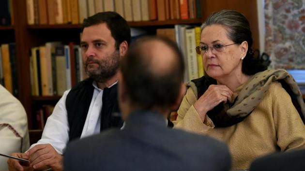 Congress president Sonia Gandhi and vice president Rahul Gandhi at the Congress Working Committee (CWC) meeting at the party headquarters in New Delhi. (AFP Photo) Congress president Sonia Gandhi and vice president Rahul Gandhi at the Congress Working Committee (CWC) meeting at the party headquarters in New Delhi. (AFP Photo)