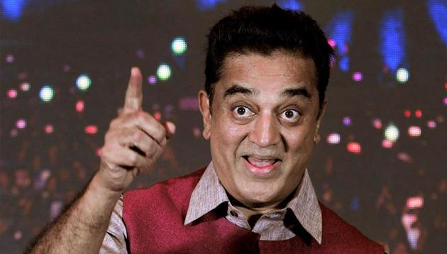 Tamil actor Kamal Haasan at a press conference to announce the launch of an app in Chennai on November 7.(PTI)