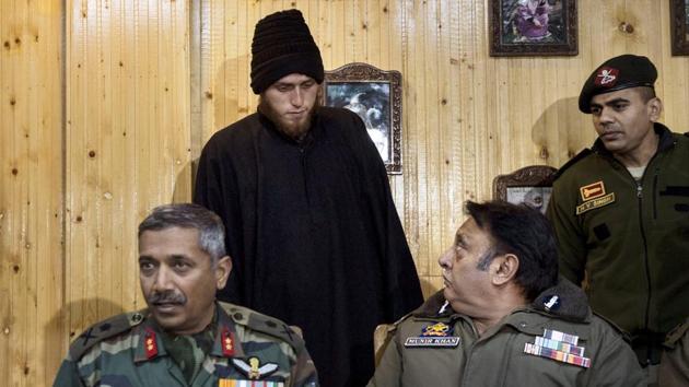 Majid Arshid, a popular footballer who joined the LeT but surrendered to police, at a press conference in Awantipora, Pulwama district, South Kashmir, on Friday. (PTI File Photo) Majid Arshid, a popular footballer who joined the LeT but surrendered to police, at a press conference in Awantipora, Pulwama district, South Kashmir, on Friday. (PTI File Photo)