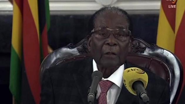 A video grab made on November 19, 2017 from footage of the broadcast of Zimbabwe Broadcasting corporation (ZBC) shows Zimbabwe's President Robert Mugabe delivering a speech in Harare. (AFP Photo) A video grab made on November 19, 2017 from footage of the broadcast of Zimbabwe Broadcasting corporation (ZBC) shows Zimbabwe's President Robert Mugabe delivering a speech in Harare. (AFP Photo)