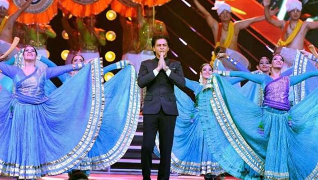 Actor Shah Rukh Khan performs during the inaugural ceremony of 48th edition of the International Film Festival of India (IFFI) in Panaji on Monday. (PTI)