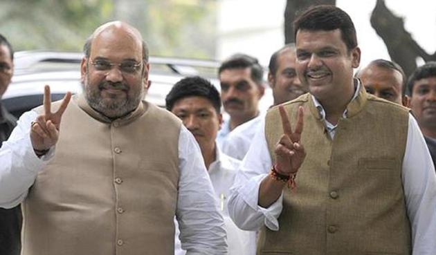 CM Devendra Fadnavis met BJP chief Amit Shah in Ahmedabad around 11pm on Monday. (HT File) CM Devendra Fadnavis met BJP chief Amit Shah in Ahmedabad around 11pm on Monday. (HT File)