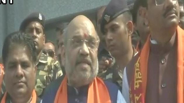 BJP president Amit Shah in Gujarat on Tuesday. (ANI) BJP president Amit Shah in Gujarat on Tuesday. (ANI)
