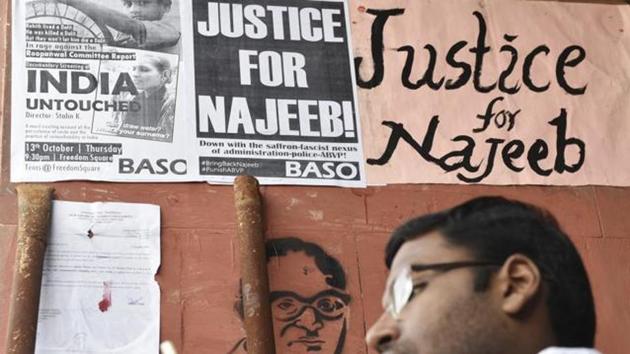 JNU student Najeeb Ahmed has been missing since October 15 last year. (HT FILE PHOTO) JNU student Najeeb Ahmed has been missing since October 15 last year. (HT FILE PHOTO)