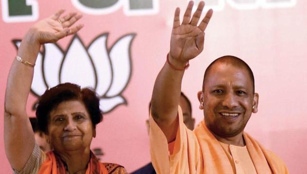 UP chief minister Yogi Adityanath at a meeting for municipal corporation elections in Lucknow on Sunday.(PTI) UP chief minister Yogi Adityanath at a meeting for municipal corporation elections in Lucknow on Sunday.(PTI)