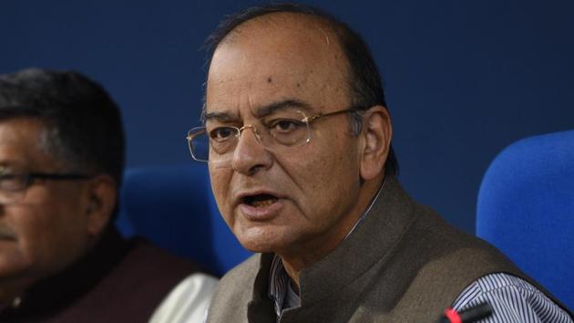 Union Finance Minister Arun Jaitley addresses a press conference briefing after cabinet meeting at PIB Conference Hall in New Delhi, India on November 22, 2017. (Sonu Mehta/ Hindustan Times) Union Finance Minister Arun Jaitley addresses a press conference briefing after cabinet meeting at PIB Conference Hall in New Delhi, India on November 22, 2017. (Sonu Mehta/ Hindustan Times)