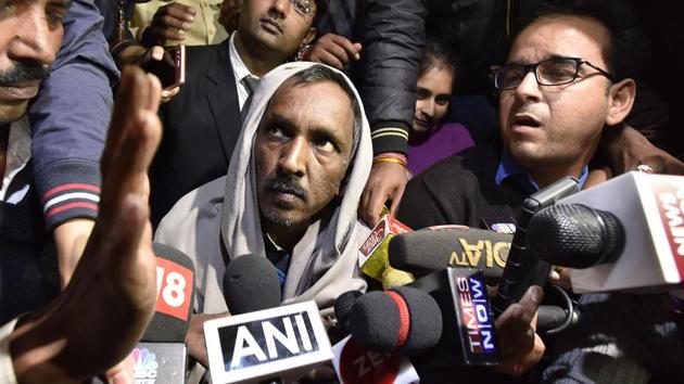 42-year-old Ashok Kumar, the bus conductor first arrested for the murder of Pradhyumn Thakur. He returned home on Wednesday after spending more than 2 months in prison. (Sanjeev Verma/HT PHOTO) 42-year-old Ashok Kumar, the bus conductor first arrested for the murder of Pradhyumn Thakur. He returned home on Wednesday after spending more than 2 months in prison. (Sanjeev Verma/HT PHOTO)