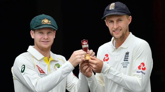 Australia's skipper Steve Smith (L) and England captain Joe Root smile as they pose at a media opportunity in Brisbane on November 22, 2017, ahead of the first Test of the Ashes Series. (AFP) Australia's skipper Steve Smith (L) and England captain Joe Root smile as they pose at a media opportunity in Brisbane on November 22, 2017, ahead of the first Test of the Ashes Series. (AFP)