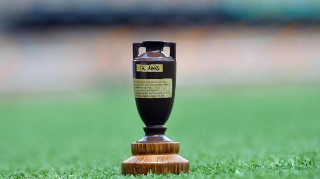 The Ashes Urn is displayed on the pitch at the Gabba in Brisbane. New-look Australia will bank on their pace attack terrifying England once again when two unfamiliar line-ups open hostilities for the Ashes, the oldest prize in Test cricket. (AFP)