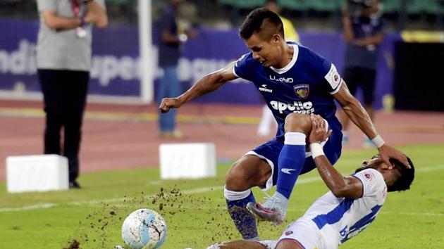 Chennaiyin FC (in blue jersey) lost their opening clash of the Indian Super League. (PTI) Chennaiyin FC (in blue jersey) lost their opening clash of the Indian Super League. (PTI)
