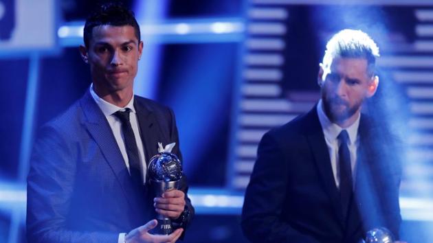 Lionel Messi (R) and Cristiano Ronaldo (L) lead the line in UEFA Champions League all-time XI. (REUTERS) Lionel Messi (R) and Cristiano Ronaldo (L) lead the line in UEFA Champions League all-time XI. (REUTERS)