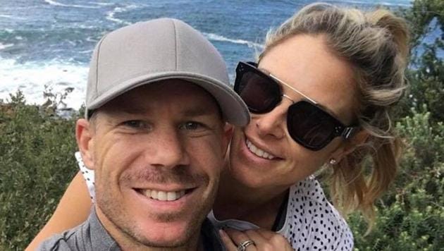 David Warner and his wife Candice have been targeted in new Barmy Army chant unveiled at the Gabba. The Ashes 2017-18 got underway on Thursday.(Twitter)
