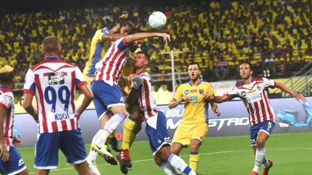 Kerala Blasters ( yellow jersey) and ATK played out a 0-0 draw in the first match of the 2017 Indian Super League (ISL 2017) at Jawaharlal Nehru International Stadium in Kochi last week. (PTI) Kerala Blasters ( yellow jersey) and ATK played out a 0-0 draw in the first match of the 2017 Indian Super League (ISL 2017) at Jawaharlal Nehru International Stadium in Kochi last week. (PTI)