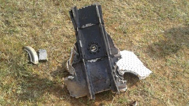 Part of the aircraft that crashed in Siddipet district, Telangana on Friday, November 24, 2017. (HT Photo) Part of the aircraft that crashed in Siddipet district, Telangana on Friday, November 24, 2017. (HT Photo)