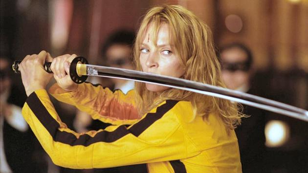 Uma Thurman as the Bride, in Harvey Weinstein-produced film, Kill Bill. Uma Thurman as the Bride, in Harvey Weinstein-produced film, Kill Bill.