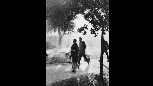 Each morning, Mrs. Gandhi walked from her home to her office in New Delhi. Magnum photographer Marc Riboud photographed her for some time in 1971, during which this photograph was made. (Marc Riboud / Magnum Photos) Each morning, Mrs. Gandhi walked from her home to her office in New Delhi. Magnum photographer Marc Riboud photographed her for some time in 1971, during which this photograph was made. (Marc Riboud / Magnum Photos)