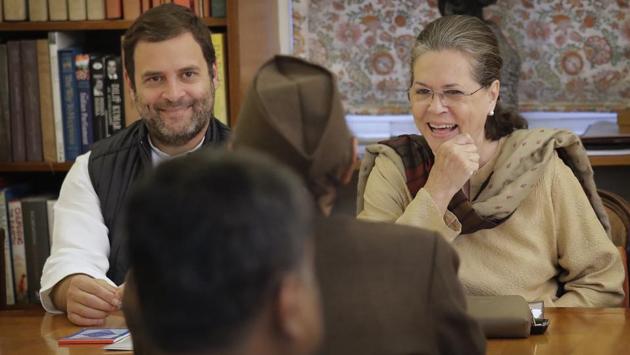 India's main opposition Congress party president Sonia Gandhi(R) with party vice president and her son Rahul Gandhi talks to Karan Singh during the Congress Working Committee (CWC) meeting in New Delhi on Monday, November 20, 2017. Rahul Gandhi is expected to take over the party realms from his mother in December. (Manish Swarup / AP) India's main opposition Congress party president Sonia Gandhi(R) with party vice president and her son Rahul Gandhi talks to Karan Singh during the Congress Working Committee (CWC) meeting in New Delhi on Monday, November 20, 2017. Rahul Gandhi is expected to take over the party realms from his mother in December. (Manish Swarup / AP)
