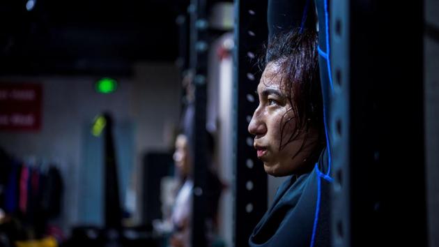 MMA fighter Miao Jie sweats it out during her training sessions in Shanghai. “My next goal is a championship belt. I was really encouraged by my two contests and feel that I am improving each time,” she said. (Chandan Khanna / AFP) MMA fighter Miao Jie sweats it out during her training sessions in Shanghai. “My next goal is a championship belt. I was really encouraged by my two contests and feel that I am improving each time,” she said. (Chandan Khanna / AFP)