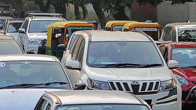 Chandigarh has the highest density of vehicles in the country, the average number for each family being more than two. Objections to the policy have been invited within 15 days. (HT File Photo) Chandigarh has the highest density of vehicles in the country, the average number for each family being more than two. Objections to the policy have been invited within 15 days. (HT File Photo)