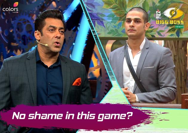 Salman Khan slams Priyank Sharma for fat-shaming Shilpa Shinde and Arshi Khan. He also scolds Hina Khan for not reacting to Priyank’s statements.(Colors)