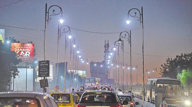 Former standing committee chairman Vishal Tambe said that the contractor has only fit 40,000 LED street lights yet. (Sanket Wankhade/HT PHOTO) Former standing committee chairman Vishal Tambe said that the contractor has only fit 40,000 LED street lights yet. (Sanket Wankhade/HT PHOTO)