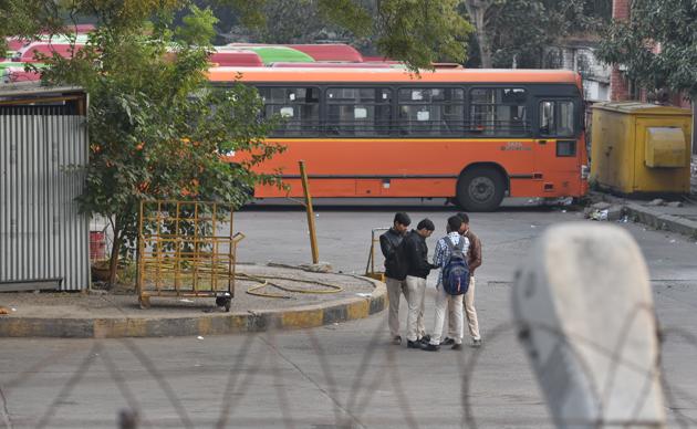 A cluster bus parked inside Sukhdev Vihar Bus Depot in which Mohammad Anas, a 17-year-old B Com Hons student, was stabbed to death near Ashram, in New Delhi on Friday. (Sanchit Khanna/HT Photo) A cluster bus parked inside Sukhdev Vihar Bus Depot in which Mohammad Anas, a 17-year-old B Com Hons student, was stabbed to death near Ashram, in New Delhi on Friday. (Sanchit Khanna/HT Photo)