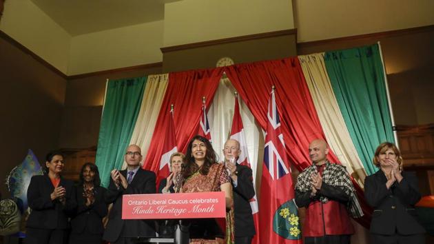 Ontario’s minister of seniors affairs Dipika Damerla speaks at an event to observe November as Hindu Heritage Month. (Image courtesy: Jenna Gould Muirhead) Ontario’s minister of seniors affairs Dipika Damerla speaks at an event to observe November as Hindu Heritage Month. (Image courtesy: Jenna Gould Muirhead)