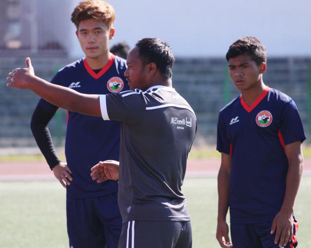 Alison Kharsyntiew (C), Shillong Lajong’s long-serving academy coach, will serve as assistant in the Bobby Nongbet-led coaching staff this season. (AIFF) Alison Kharsyntiew (C), Shillong Lajong’s long-serving academy coach, will serve as assistant in the Bobby Nongbet-led coaching staff this season. (AIFF)