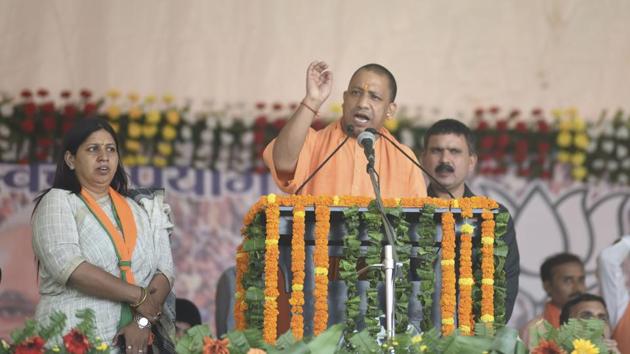 Chief minister Yogi Adityanath at a rally in Uttar Pradesh. (Sheeraz Rizvi/Hindustan Times) Chief minister Yogi Adityanath at a rally in Uttar Pradesh. (Sheeraz Rizvi/Hindustan Times)