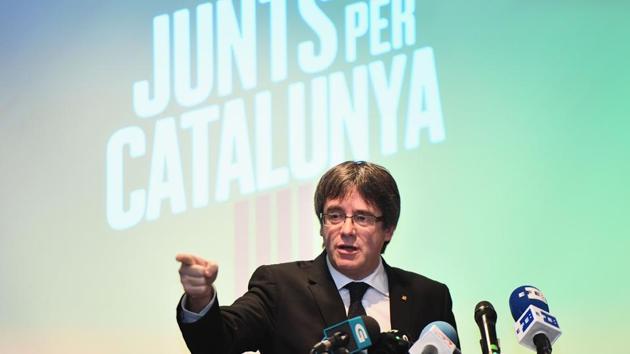 Deposed Catalan leader Carles Puigdemont gives a press conference in Oostkamp, near Brugge, on November 25, 2017, to announce his candidacy for Catalan regional elections and unveil his electoral list for the December 21 election. (AFP) Deposed Catalan leader Carles Puigdemont gives a press conference in Oostkamp, near Brugge, on November 25, 2017, to announce his candidacy for Catalan regional elections and unveil his electoral list for the December 21 election. (AFP)