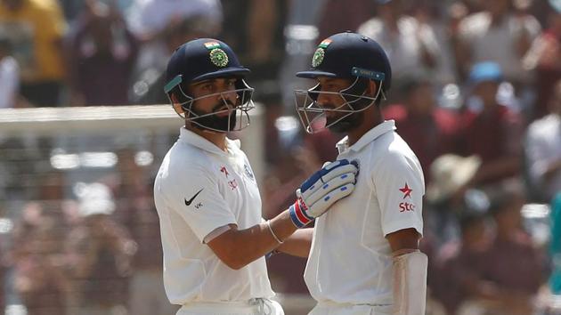 Virat Kohli (L) and Cheteshwar Pujara shared a 183-run stand during the second India vs Sri Lanka Test.(BCCI)