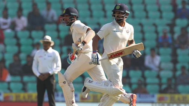 Virat Kohli and Cheteshwar Pujara continued on their merry ways as they strung together a 183-run stand for the third wicket. (BCCI) Virat Kohli and Cheteshwar Pujara continued on their merry ways as they strung together a 183-run stand for the third wicket. (BCCI)