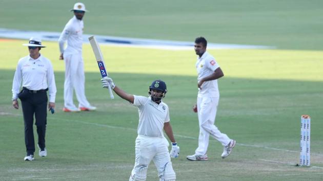 Rohit Sharma joined in the fun with his third double century as India reached 610/6, a lead of 405 runs. (BCCI) Rohit Sharma joined in the fun with his third double century as India reached 610/6, a lead of 405 runs. (BCCI)