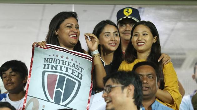 Some NorthEast United FC female fans were subject to racial harassment during an Indian Super League (ISL) match against Chennaiyin FC. (ISL / SPORTZPICS) Some NorthEast United FC female fans were subject to racial harassment during an Indian Super League (ISL) match against Chennaiyin FC. (ISL / SPORTZPICS)