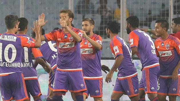 FC Pune City eased to a 4-1 win over ATK in the Indian Super League on Sunday. (ISL / SPORTZPICS) FC Pune City eased to a 4-1 win over ATK in the Indian Super League on Sunday. (ISL / SPORTZPICS)
