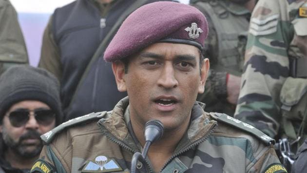 Dhoni appealed the youth to cooperate with the army to take Kashmir on the way forward towards development. (Waseem Andrabi / HT Photo) Dhoni appealed the youth to cooperate with the army to take Kashmir on the way forward towards development. (Waseem Andrabi / HT Photo)