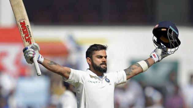 Virat Kohli slammed his fifth double century and matched the feats of Rahul Dravid and Brian Lara as India were on top against Sri Lanka in the Nagpur Test.(PTI)