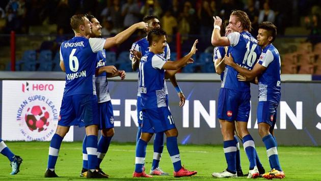 Bengaluru FC beat Delhi Dynamos in the Indian Super League at the Kanteerava Stadium in Bangalore on Sunday. (PTI) Bengaluru FC beat Delhi Dynamos in the Indian Super League at the Kanteerava Stadium in Bangalore on Sunday. (PTI)