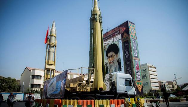 A display featuring missiles and a portrait of Iran's Supreme Leader Ayatollah Ali Khamenei is seen at Baharestan Square in Tehran, Iran September 27, 2017. (REUTERS File Photo) A display featuring missiles and a portrait of Iran's Supreme Leader Ayatollah Ali Khamenei is seen at Baharestan Square in Tehran, Iran September 27, 2017. (REUTERS File Photo)