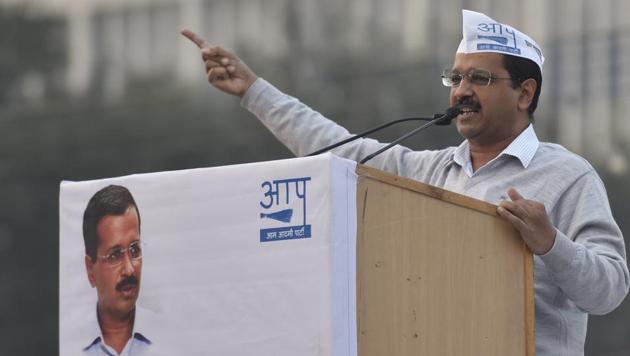 AAP chief Arvind Kejriwal addressing the party’s convention on Sunday. (Sonu Mehta/HT PHOTO) AAP chief Arvind Kejriwal addressing the party’s convention on Sunday. (Sonu Mehta/HT PHOTO)