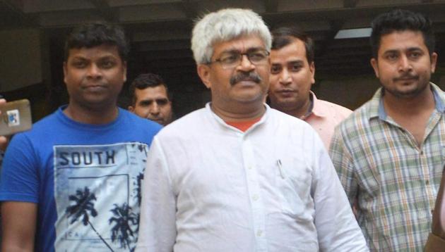 Former BBC journalist Vinod Verma at CJM Court in Ghaziabad after being arrested by Chhattisgarh Police from his residence on October 27, 2017, over charges of blackmail and extortion. (PTI) Former BBC journalist Vinod Verma at CJM Court in Ghaziabad after being arrested by Chhattisgarh Police from his residence on October 27, 2017, over charges of blackmail and extortion. (PTI)