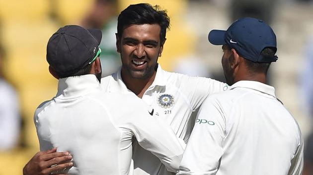 R Ashwin became the fastest bowler in Test history to take 300 wickets as India crushed Sri Lanka by an innings and 239 runs in Nagpur to go 1-0 up in the three-match series. (AFP)