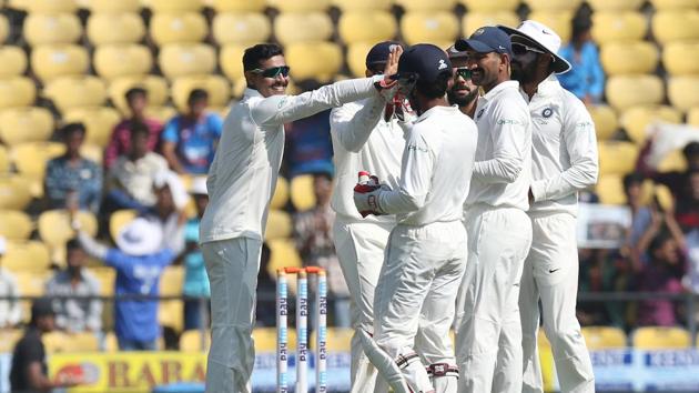 Jadeja continue to pile the pressure and got rid of Angelo Mathews. (BCCI )